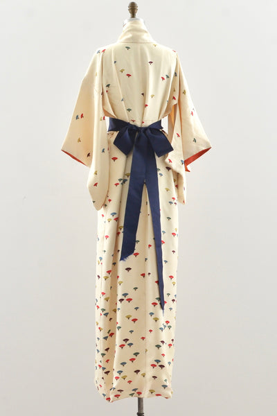 Fan Print Silk Kimono