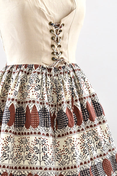 Vintage 50's Novelty Lace-Up Dress / S M
