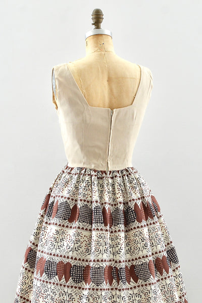 Vintage 50's Novelty Lace-Up Dress / S M