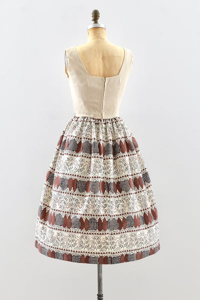 Vintage 50's Novelty Lace-Up Dress / S M