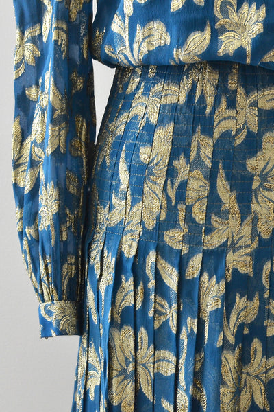 Hanae Mori Floral Lamé Dress