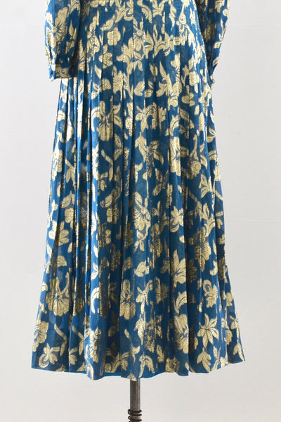 Hanae Mori Floral Lamé Dress