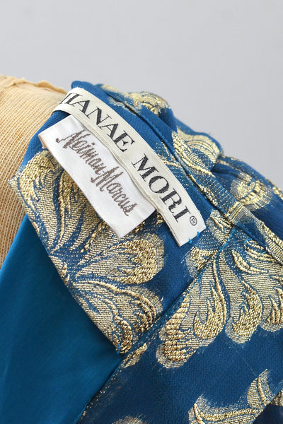 Hanae Mori Floral Lamé Dress