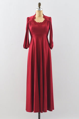 70's  Bordeaux Dress / XXS XS