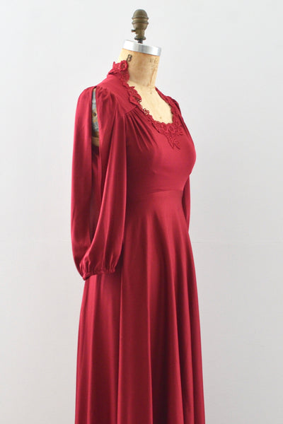 70's  Bordeaux Dress / XXS XS