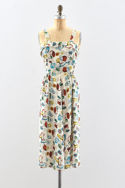 40's Novelty Print Sundress