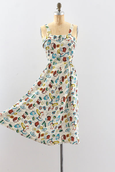 40's Novelty Print Sundress