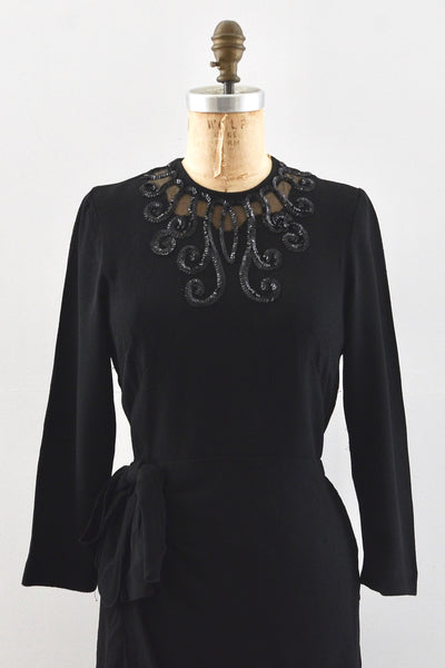 Vintage 1940's Noir Dress / S