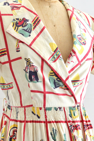 30's Mexican Novelty Print Dress
