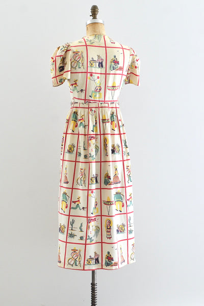 30's Mexican Novelty Print Dress