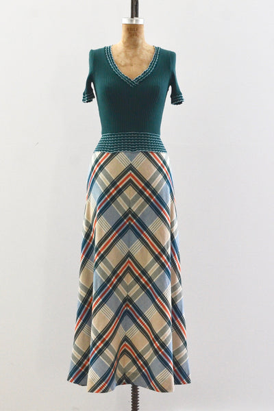 70's Mitered Knit Dress / XXS