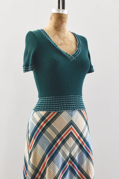 70's Mitered Knit Dress / XXS