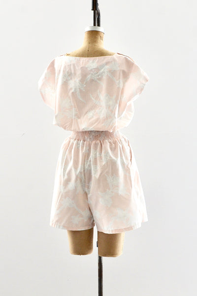 80's Peach Romper / S M