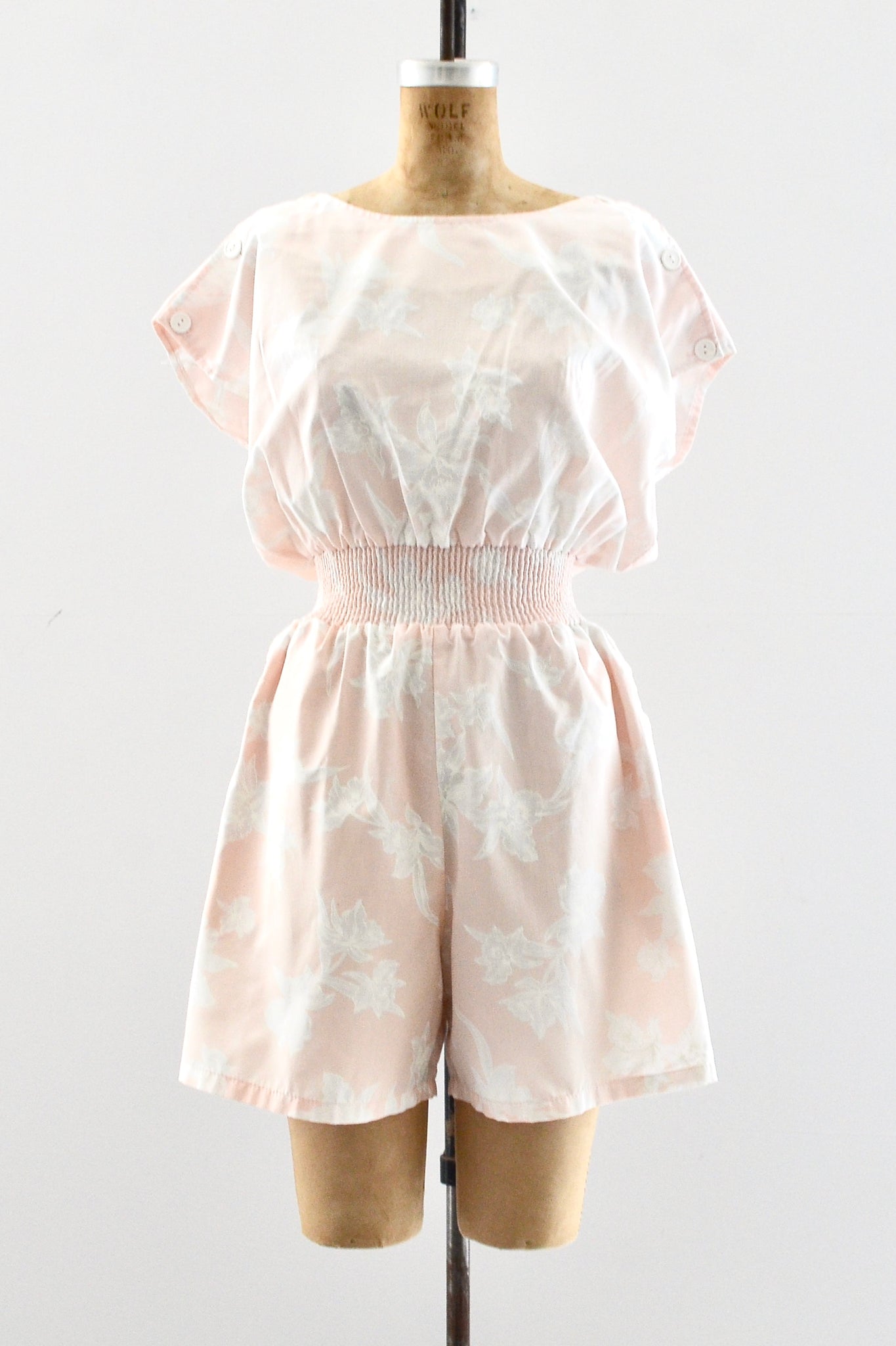 80's Peach Romper / S M