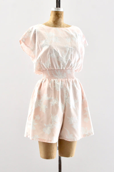 80's Peach Romper / S M