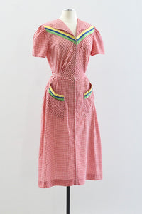 40's Front Zip Dress / medium large