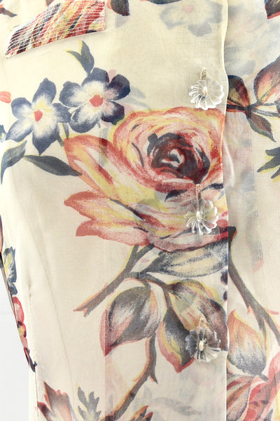 40's Sheer Floral Blouse / S