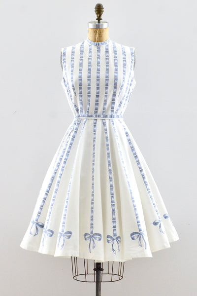 1950's 50s Bow Dress / S