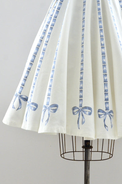 1950's 50s Bow Dress / S