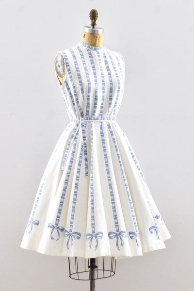 1950's 50s Bow Dress / S