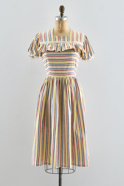 30's Striped Dress / small medium