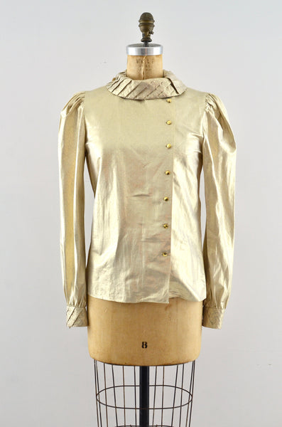 Golden Side Button  Blouse