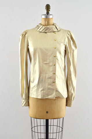 Golden Side Button  Blouse