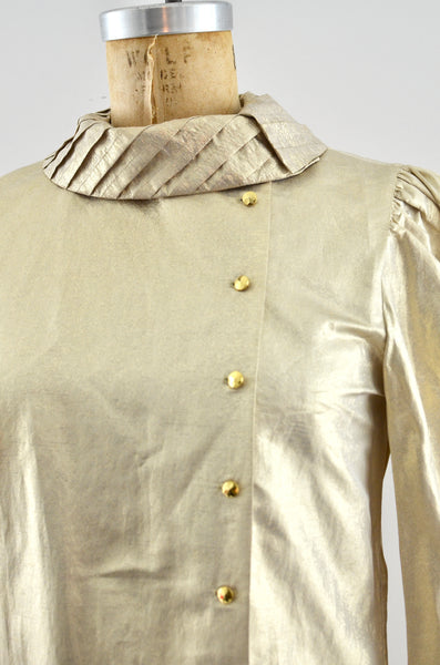 Golden Side Button  Blouse