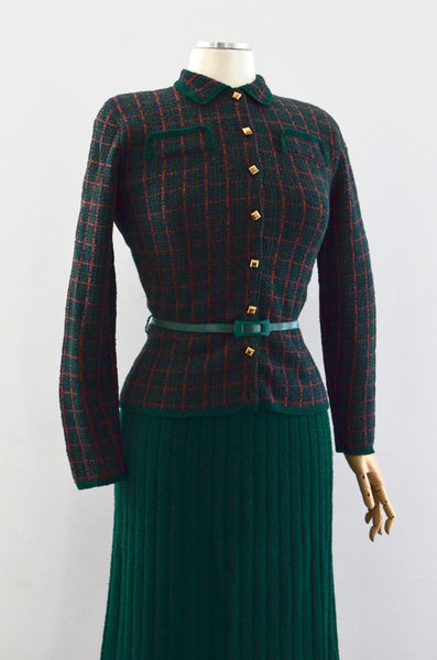 30's Green Knit Set