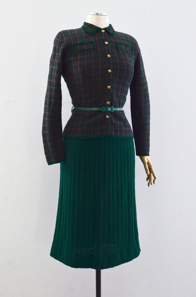 30's Green Knit Set