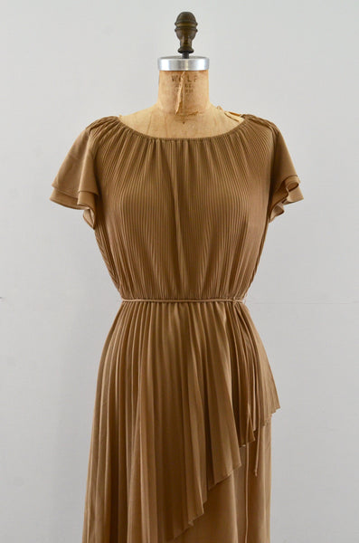 Asymmetric Micro Pleat Dress