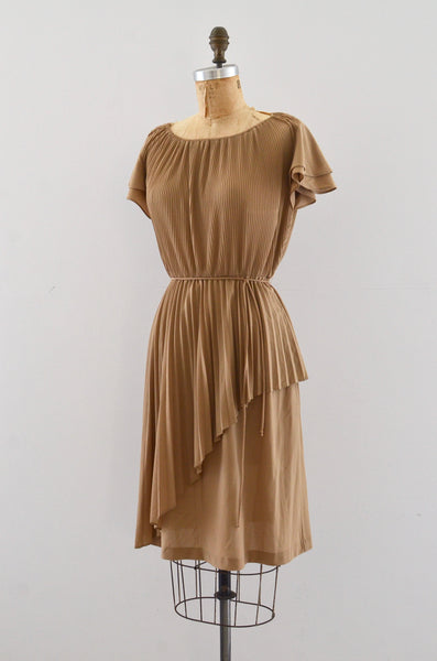 Asymmetric Micro Pleat Dress
