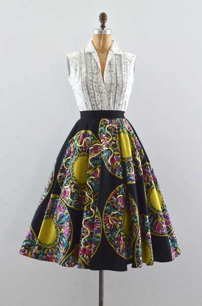 50's Novelty Print Full Skirt