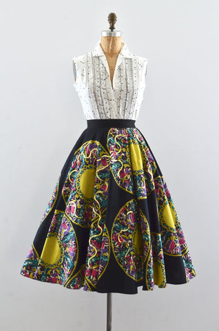 50's Novelty Print Full Skirt