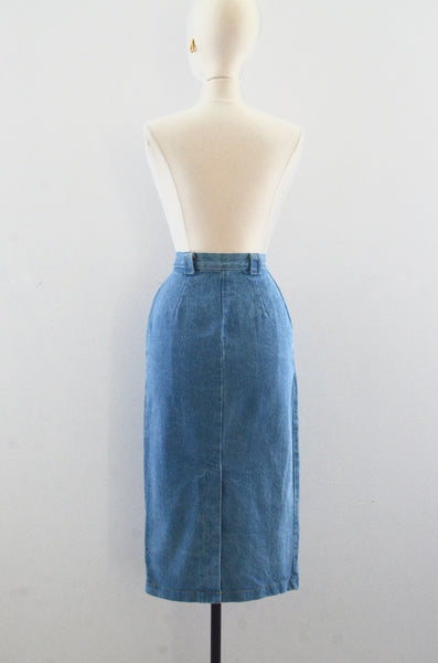 90's Denim Pencil Skirt / S