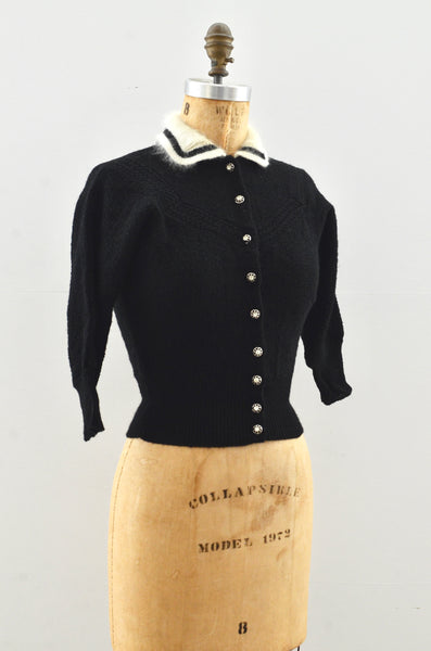 50's Angora Collar Cropped Sweater