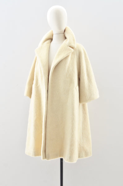 1950's Cream Mohair Lilli Ann Coat / M