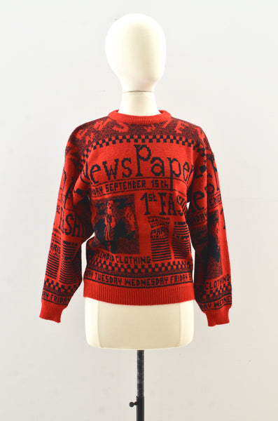 Red Newspaper Sweater