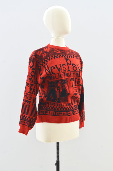 Red Newspaper Sweater