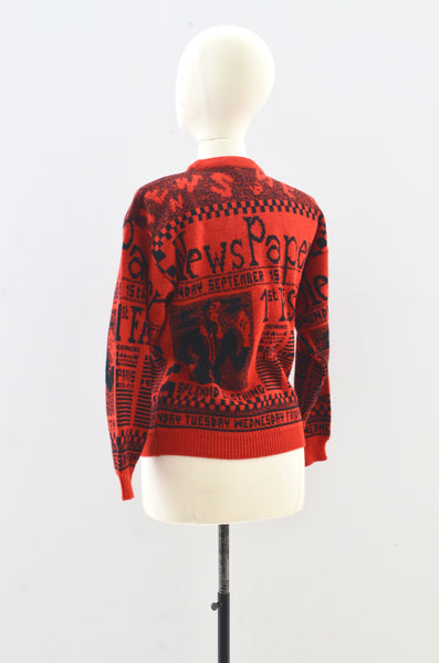 Red Newspaper Sweater