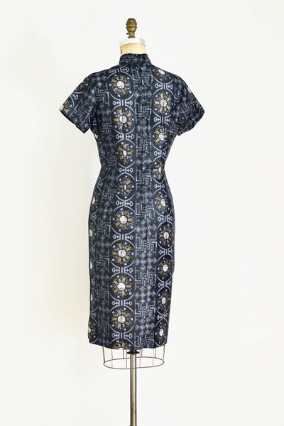 1950s Oriental Print Cheongsam - Pickled Vintage