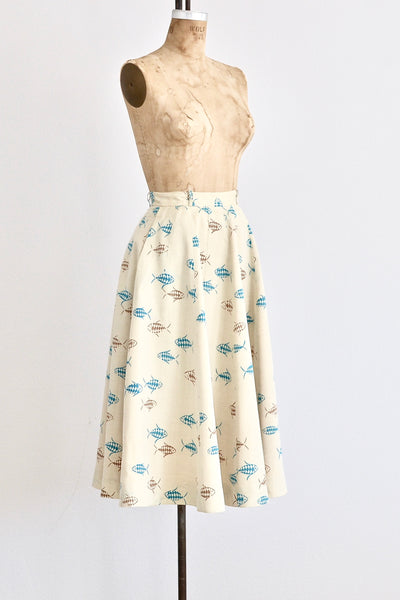 Harlequin Fish Print Skirt - Pickled Vintage