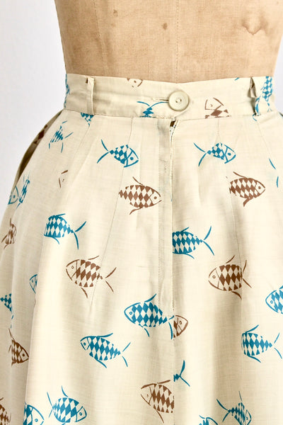 Harlequin Fish Print Skirt - Pickled Vintage