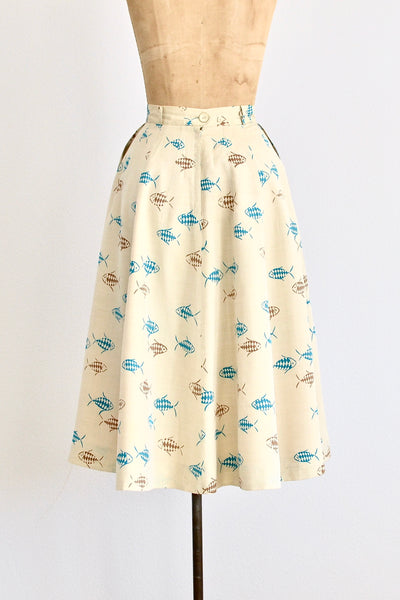 Harlequin Fish Print Skirt - Pickled Vintage