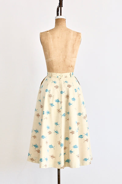 Harlequin Fish Print Skirt - Pickled Vintage