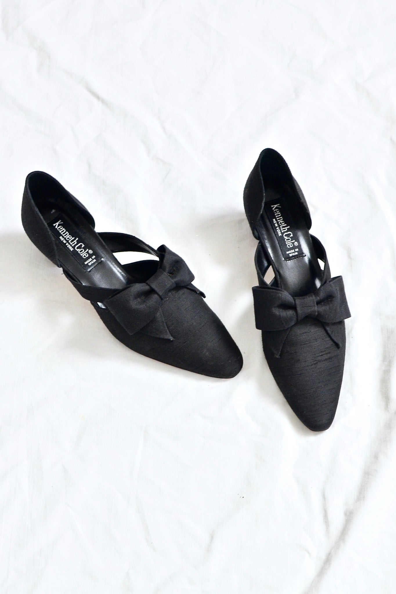 Block-Heel Silk Shoes - Pickled Vintage