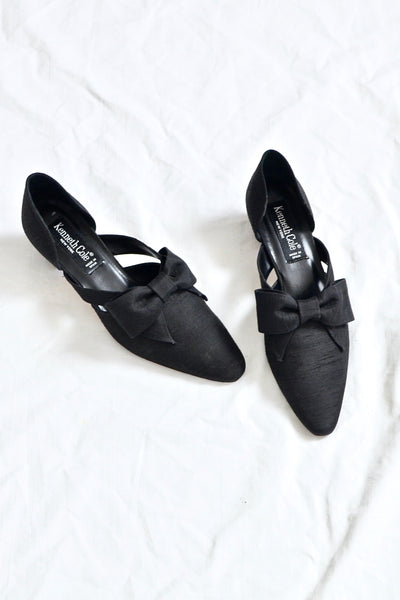 Block-Heel Silk Shoes - Pickled Vintage