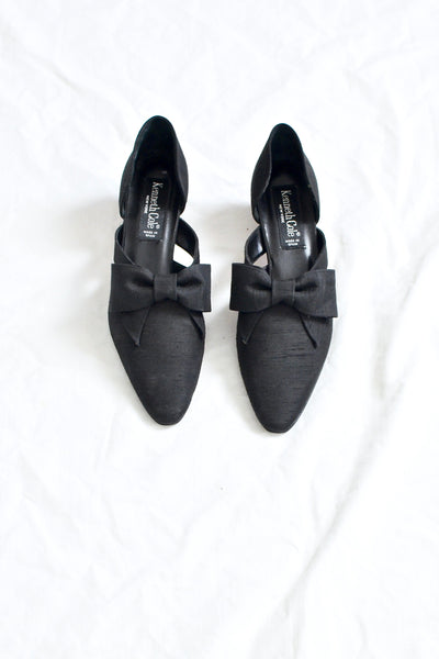 Block-Heel Silk Shoes - Pickled Vintage