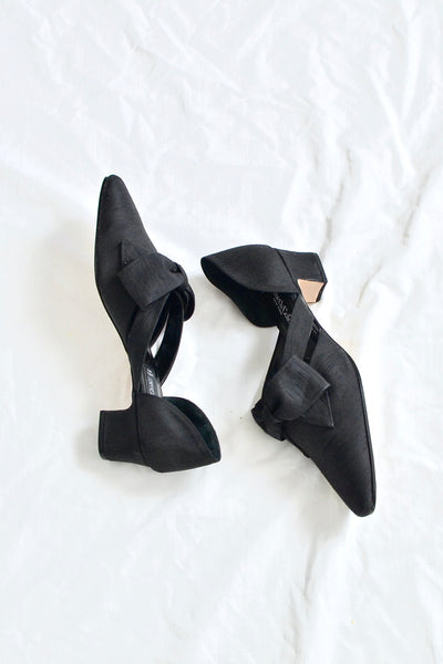 Block-Heel Silk Shoes - Pickled Vintage