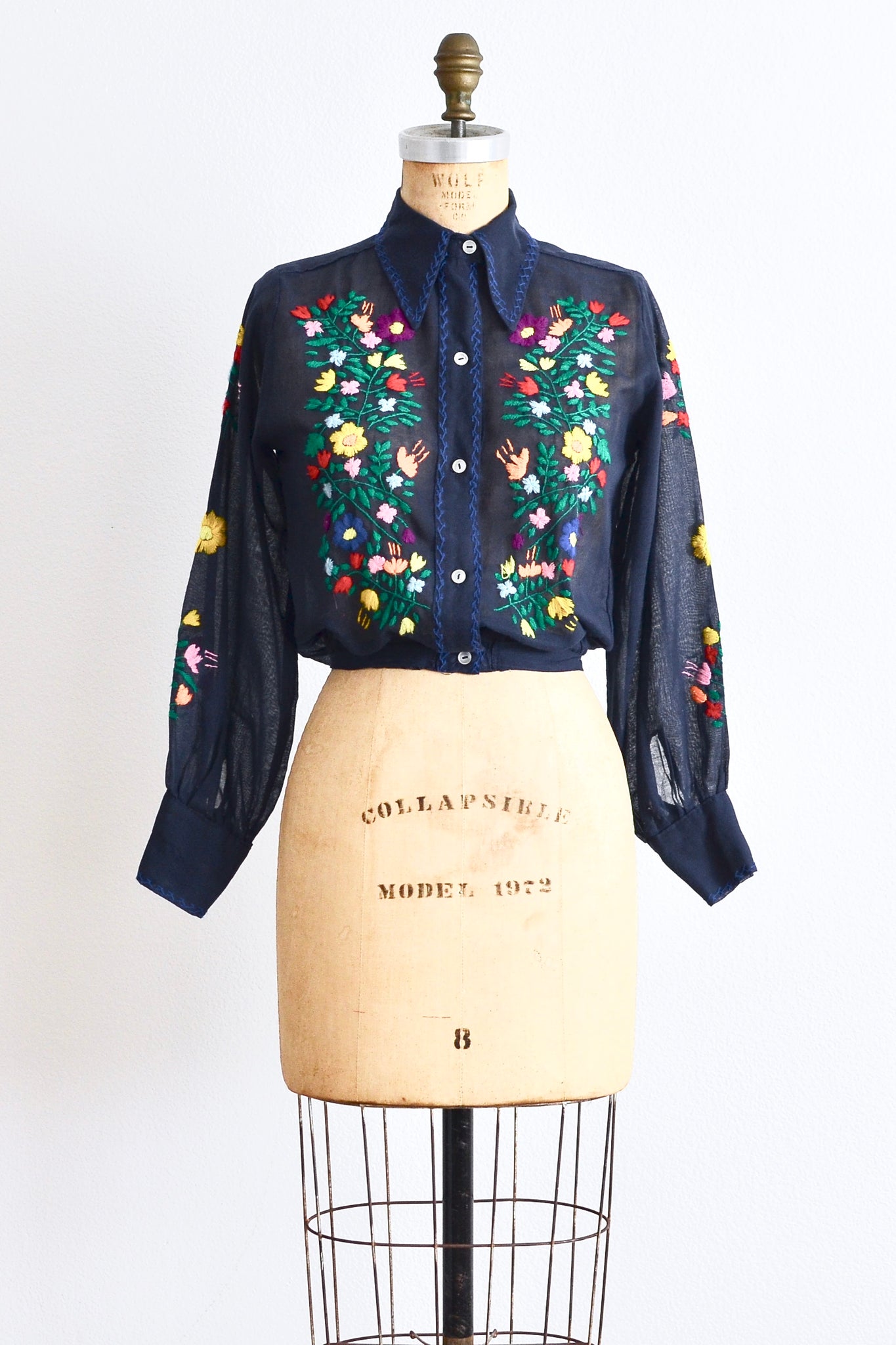 70s Embroidered Crop Top - Pickled Vintage